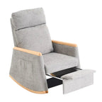 Fauteuil à bascule rembourré avec repose-pieds et dossier haut