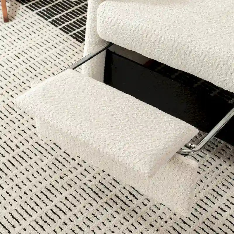 Fauteuil à bascule rembourré avec repose-pieds et dossier haut