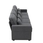 Canapé 4 places moderne en tissu de lin avec pochettes accoudoirs et 4 oreillers