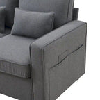 Canapé 4 places moderne en tissu de lin avec pochettes accoudoirs et 4 oreillers