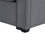 Canapé 4 places moderne en tissu de lin avec pochettes accoudoirs et 4 oreillers
