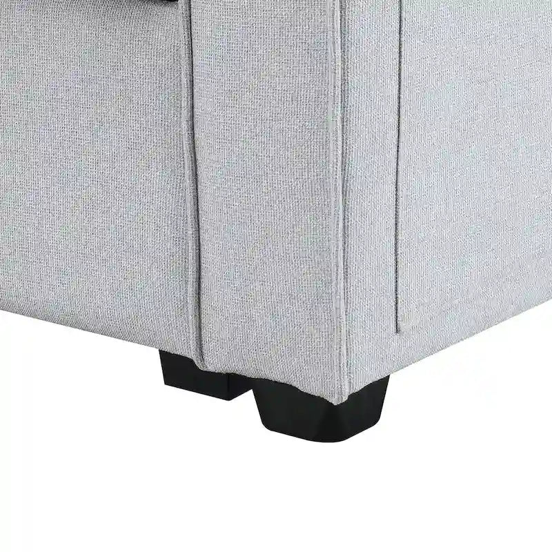 Canapé 4 places moderne en tissu de lin avec pochettes accoudoirs et 4 oreillers
