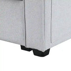 Canapé 4 places moderne en tissu de lin avec pochettes accoudoirs et 4 oreillers