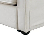 Canapé 4 places moderne en tissu de lin avec pochettes accoudoirs et 4 oreillers