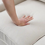 Canapé 4 places moderne en tissu de lin avec pochettes accoudoirs et 4 oreillers