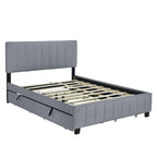 Lit plateforme rembourré Queen Size avec tiroirs de rangement et lit gigogne