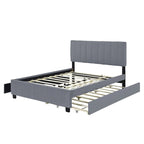 Lit plateforme rembourré Queen Size avec tiroirs de rangement et lit gigogne