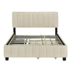 Lit plateforme rembourré Queen Size avec tiroirs de rangement et lit gigogne